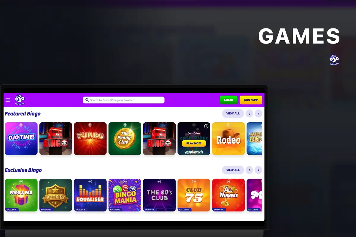 PlayOJO game library — 7,000+ titles from 141 providers