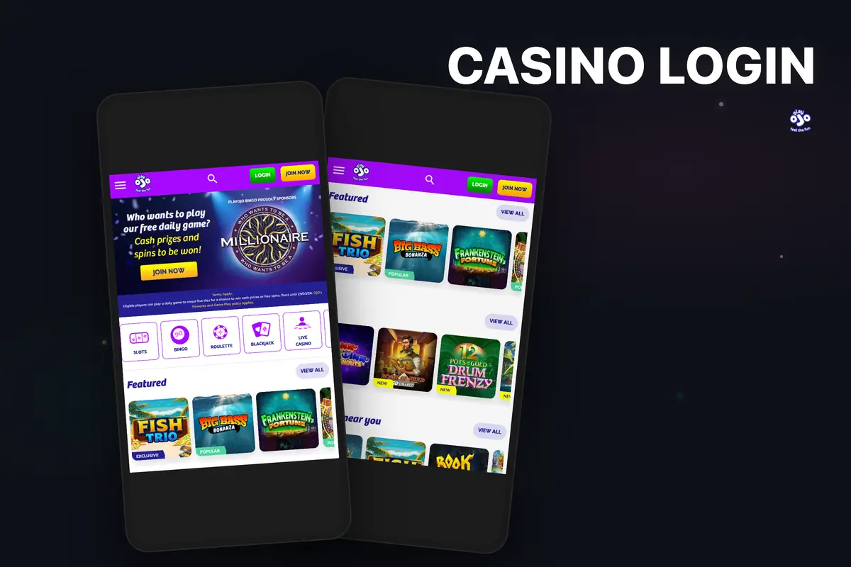 PlayOJO login screen — sign in to your account