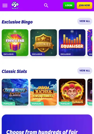 PlayOJO slots catalogue — thousands of titles from top providers