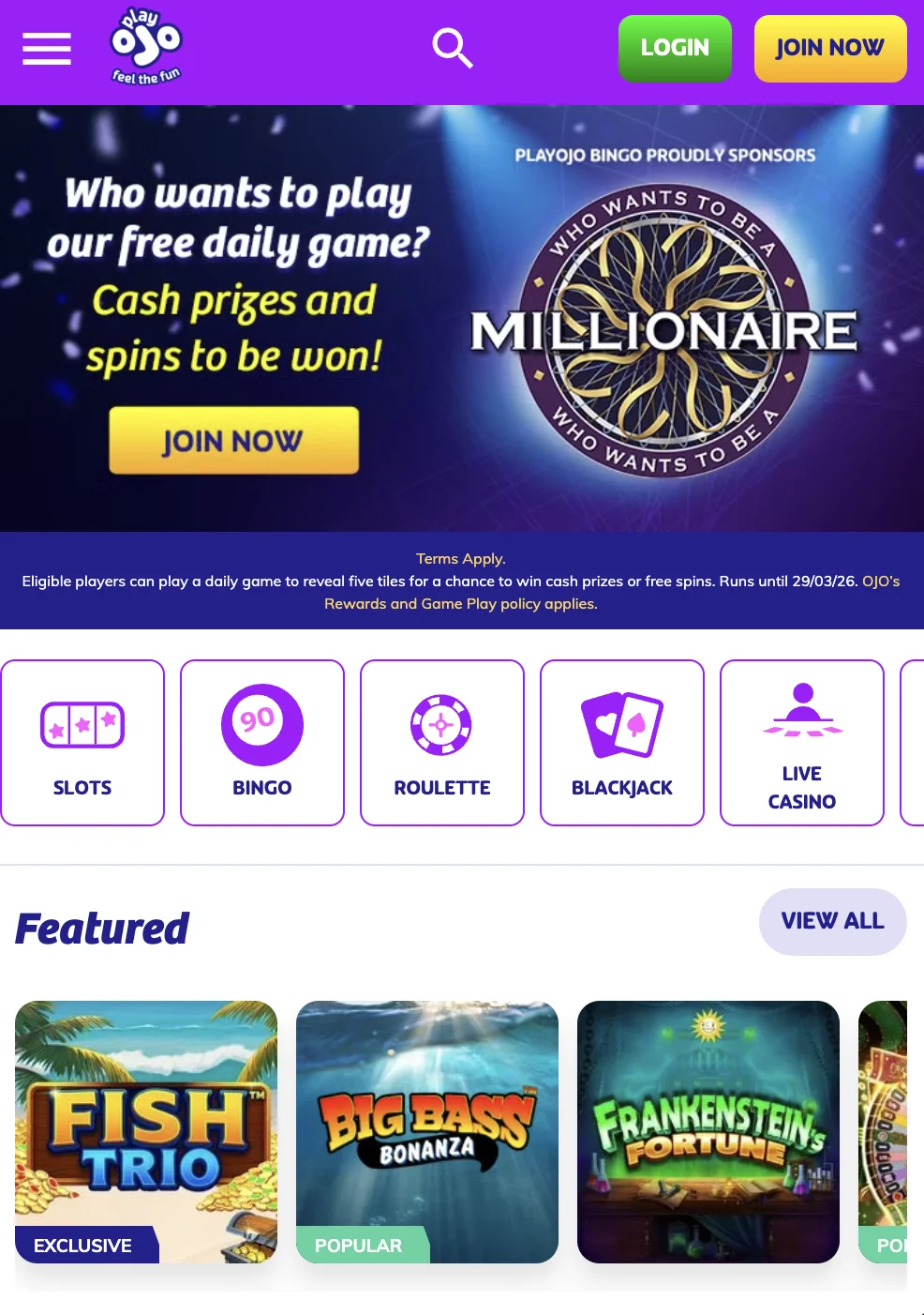 PlayOJO customer support — 24/7 live chat and email